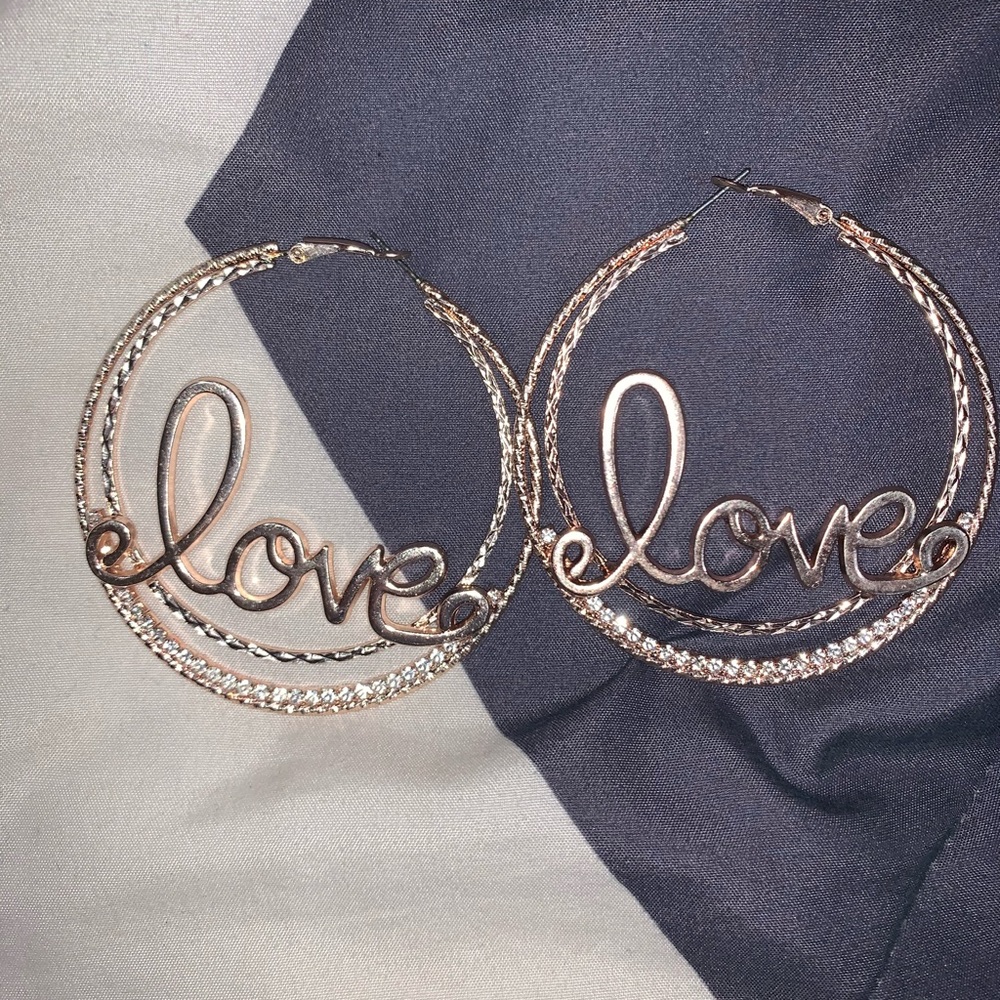 LOVE gold hoop earrings
